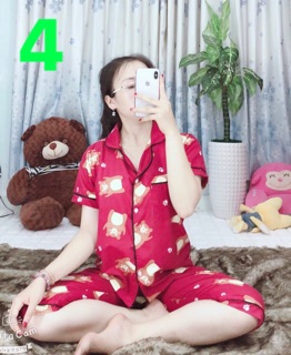 Pizama kate quần lửng full viền