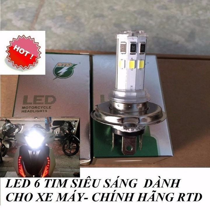 Đèn Led Xe Máy 6 Tim Sáng Trắng Rtd