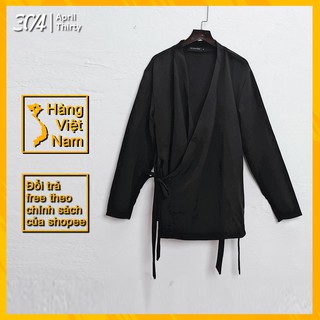 [ẢNH THẬT + FREESHIP] Áo Sơ mi Kimono trắng đen cách tân Phong cách Hàn quốc [ẢNH THẬT]