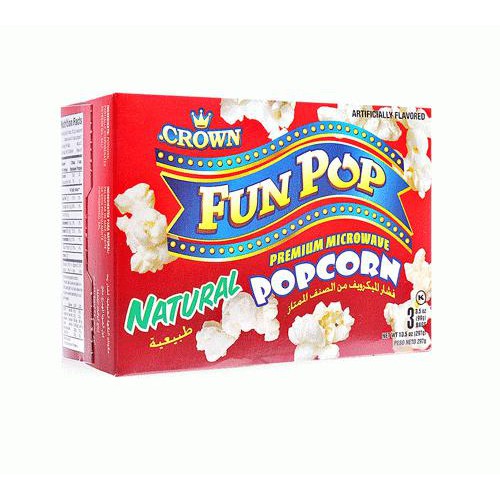 Ngô nổ Crown Fun Pop vị tự nhiên – hộp 3 túi/297g