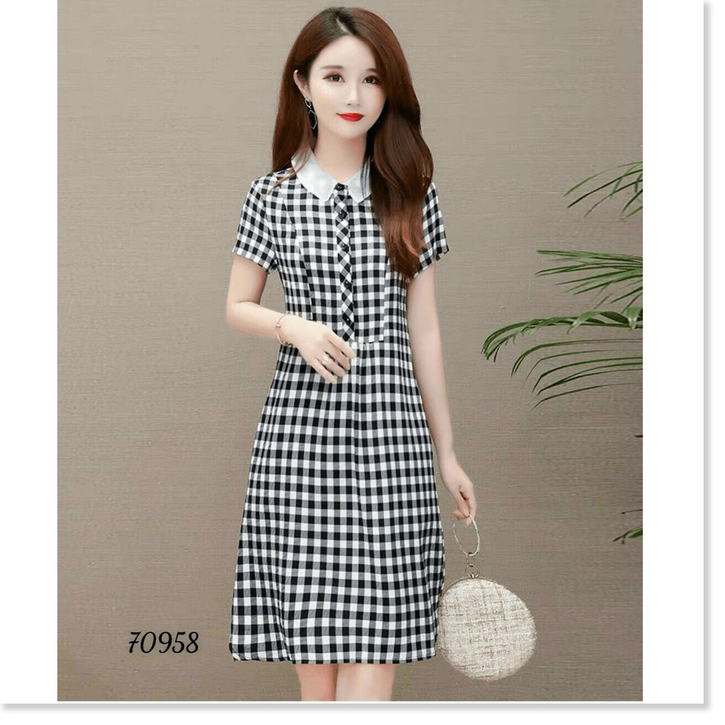 ĐẦM LỤA CARO DÁM SUÔNG THÍCH HỢP CHO CÁC BAN NỮ ĐI DỰ TIỆC,ĐI CHƠI.... THỜI TRANG KOKO MI