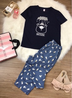 Bộ cotton lửng mặc nhà