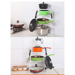 Kệ để nồi chảo xoong đa năng tiện ích có móc treo