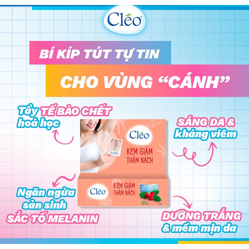 Kem Giảm Thâm Nách & Khử Mùi, Dưỡng Da Sáng Mịn CLEO Complex Whitener & Deodorizer 35g [che tên sản phẩm khi giao hàng]