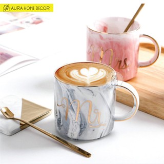 Ly cốc sứ cao cấp Mr & Mrs Kèm hộp quà và túi quà cực đẹp