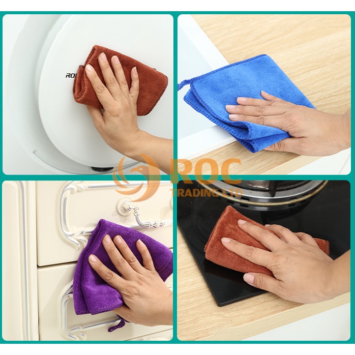 Combo 10 khăn đa năng siêu thấm hút không đổ lông, chất liệt Microfiber, Màu ngẫu nhiên