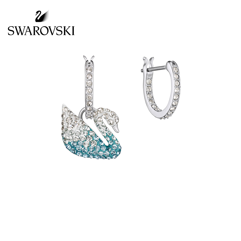 FLASH SALE 100% Swarovski Bông Tai Cá Tính Nữ Thiên nga xanh ICONIC SWAN FASHION Earrings trang sức đeo Trang sức