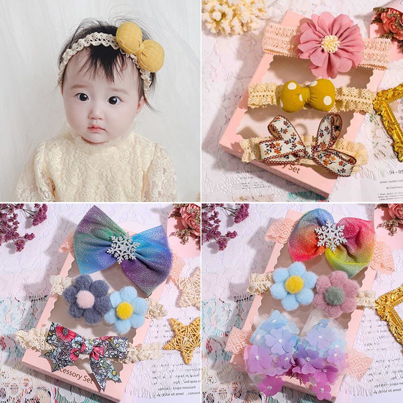 Set 3 Băng Đô Hoa Thời Trang Cho Bé Gái Dễ Thương
