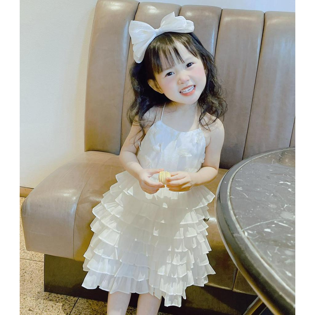 Váy công chúa bé gái váy  trung thu mầu trắng đầm công chúa bé gái váy dự tiệc váy sinh nhật
