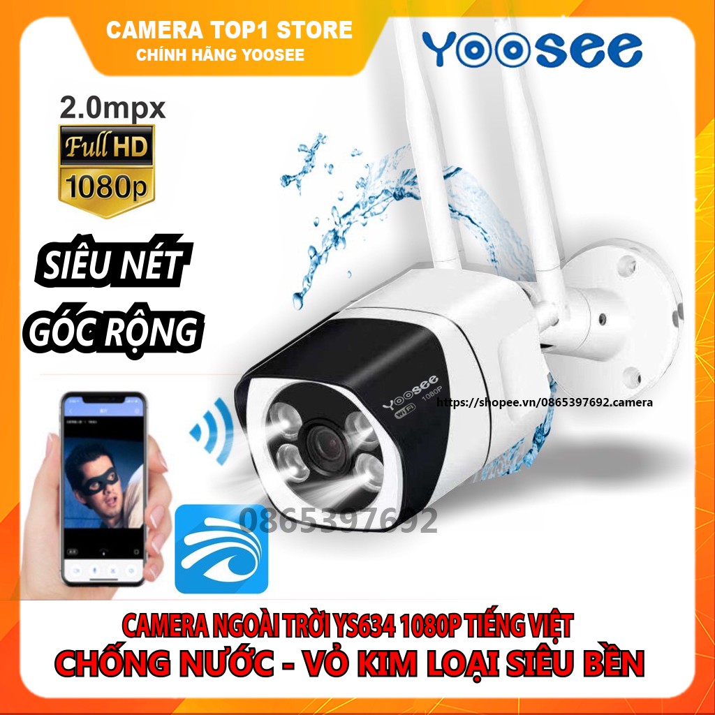 [Mã 2404EL10K giảm 10K đơn 20K] Camera Ip YooSee Ngoài Trời Y634 FHD 1080P - Vỏ Kim Loại