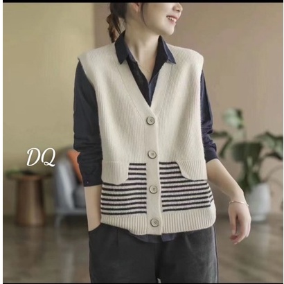 Áo gile len vintage siêu xinh _ Hàng Quảng Châu