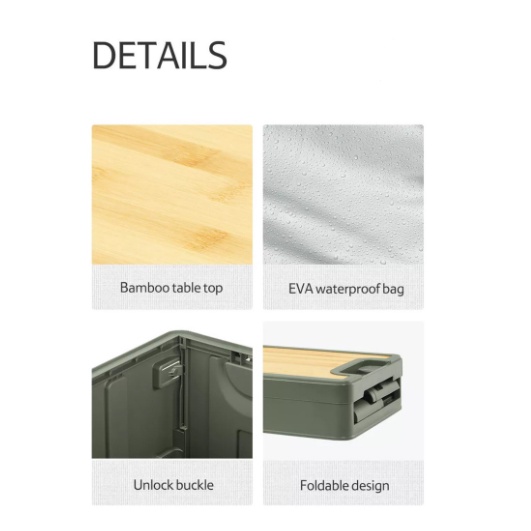 Thùng nhựa đựng đồ gấp gọn có nắp gỗ tre NatureHike NH22SNX01