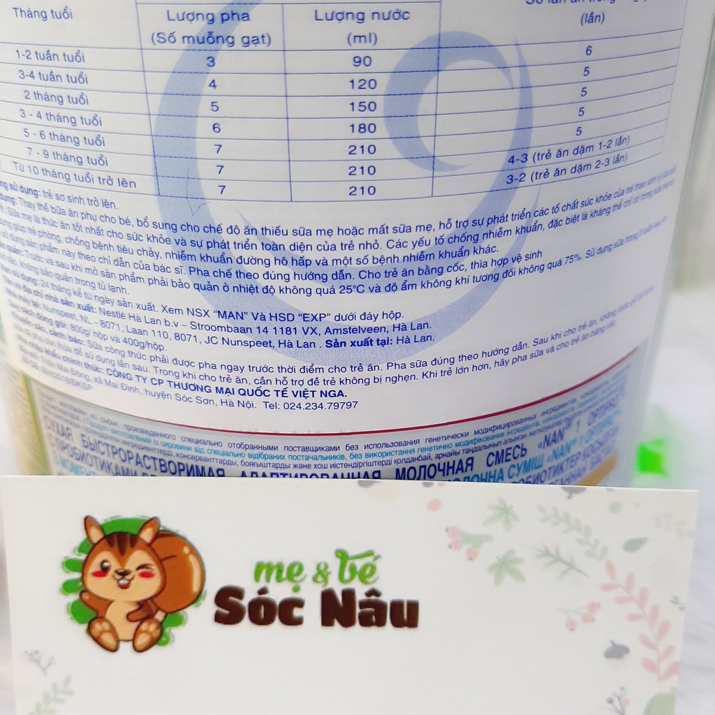 [NGA] [DATE 2022] Sữa Nan Nga 800gr SỐ 1, 2, 3, 4 800g