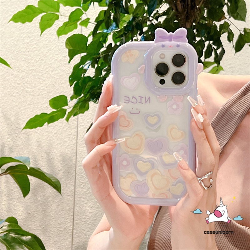 Ốp Điện Thoại Dẻo Màu Gradient Trái Tim 3D Cho IPhone 7plus XR 11 13 12 14 Pro MAX 6 6S 7 8 14 Plus XR X XS MAX SE