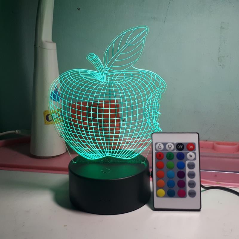 Đèn ngủ, Đèn trang trí Led 3D, Đèn ngủ 16 màu mini có điều khiển