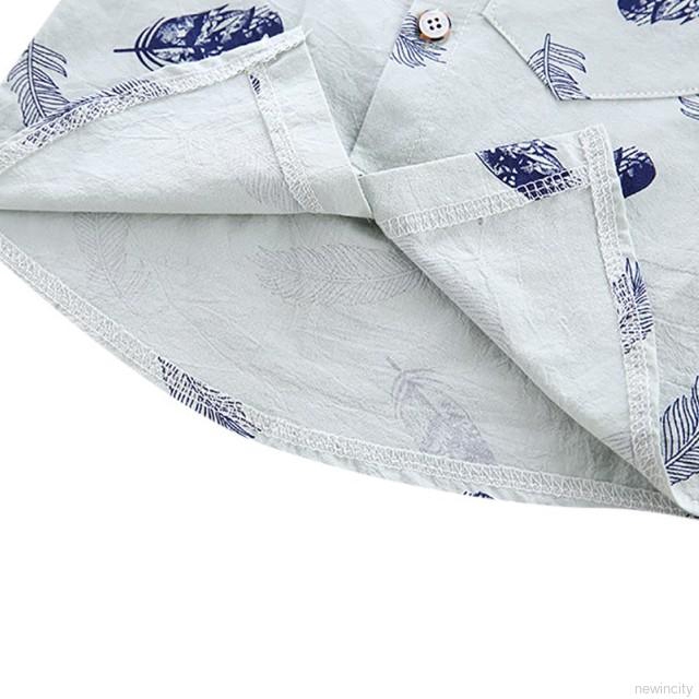 Bộ áo sơ mi cộc tay in hình lông vũ + Quần short cho bé