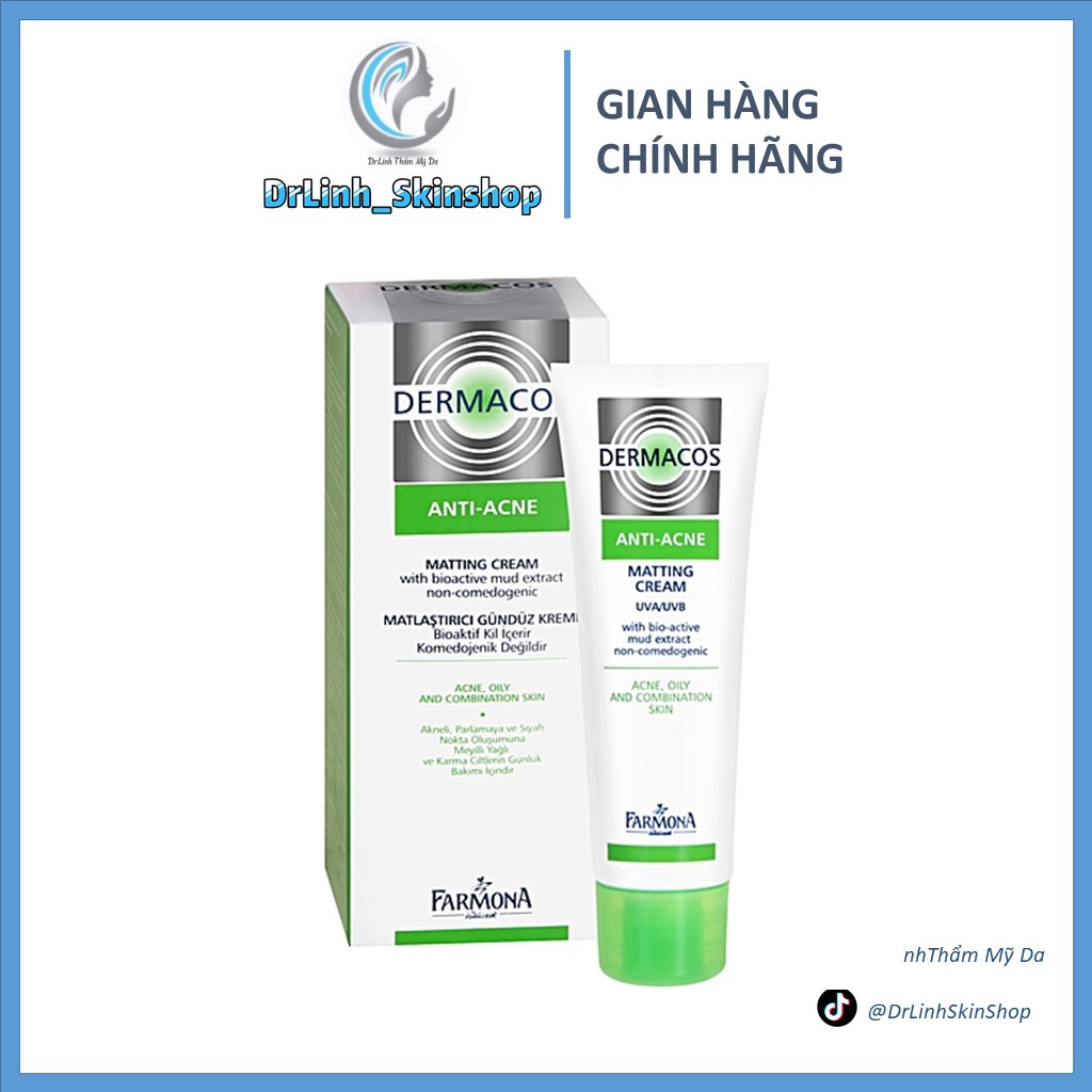 Kem dưỡng ẩm cho da dầu mụn Dermacos Anti Acne giảm bóng nhờn và ngừa mụn DA01