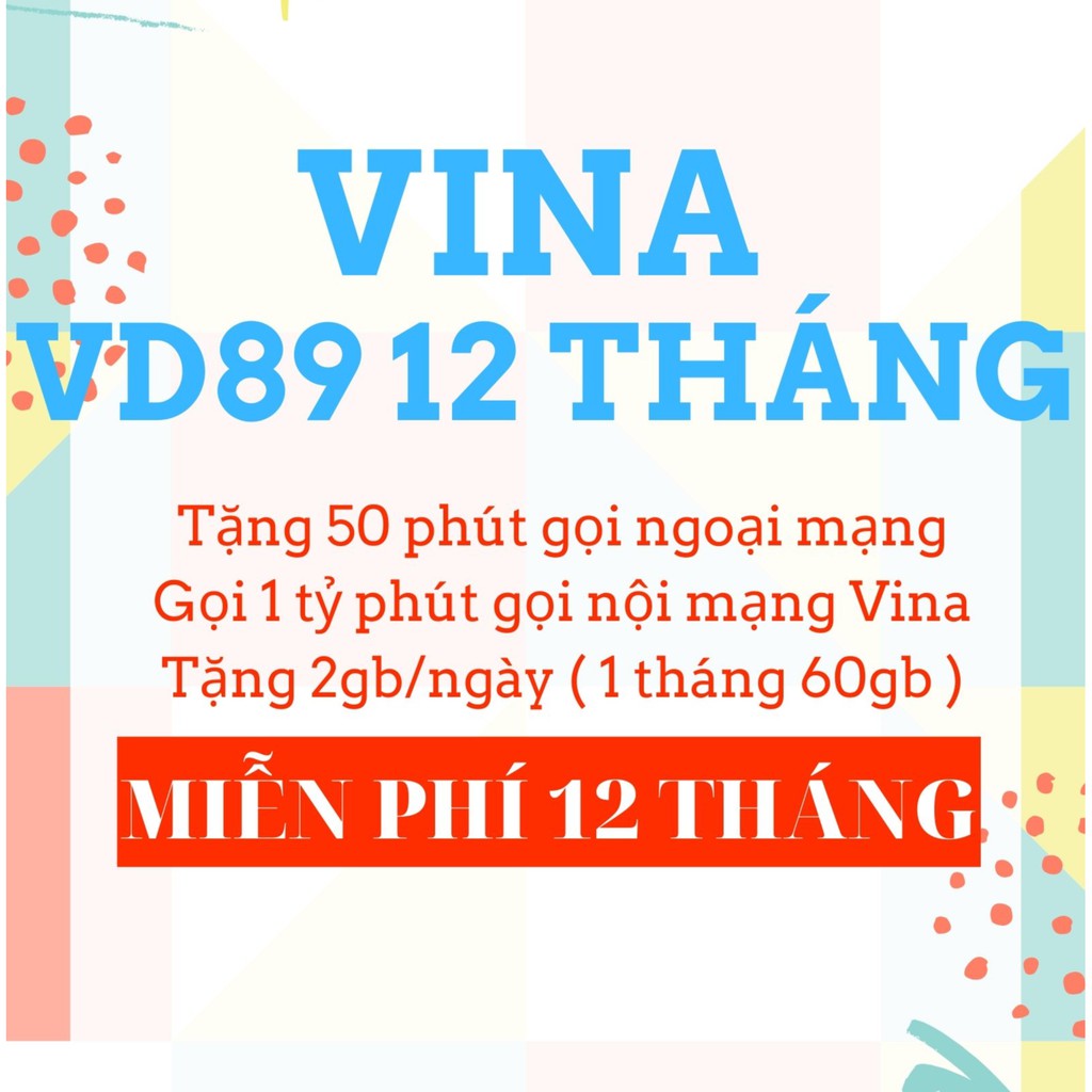 Sim 4G Vina VD89 Trọn Gói 12 Tháng Không Cần Nạp Tiền