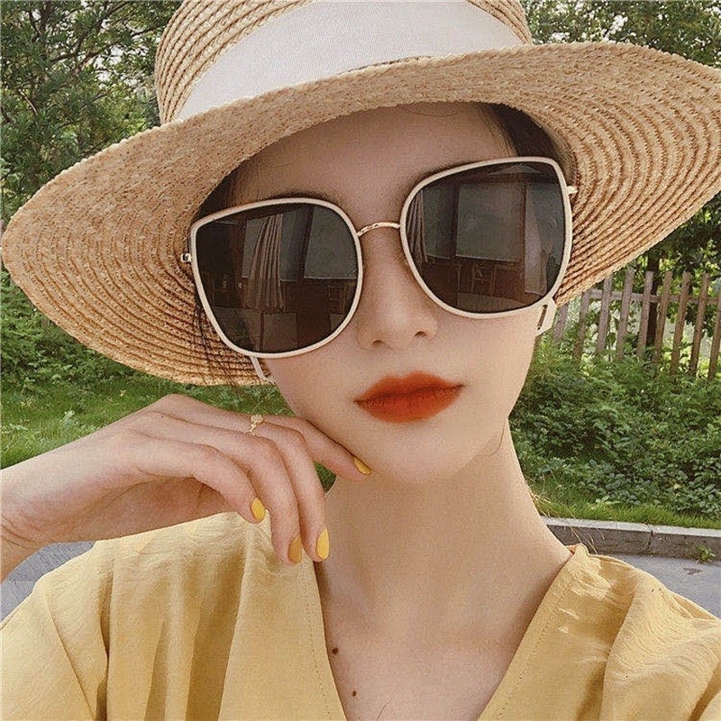 Kính mát MANYUE màu trắng/ đen chống tia UV phong cách retro Hàn Quốc