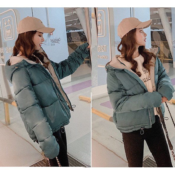 Có sẵn - áo khoác phao nữ dáng ngắn phao bông dày - thời trang mùa đông 2019