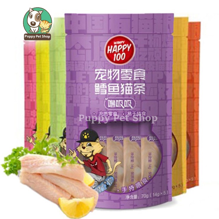 Sốt thưởng Wanpy Happy 100 cho mèo đủ vị - 70G