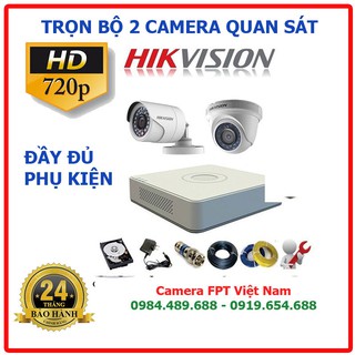 BỘ 2 CAMERA HIKVISON HD+MICRO NGHE ÂM THANH VÀ ĐẦY ĐỦ PHỤ KIỆN