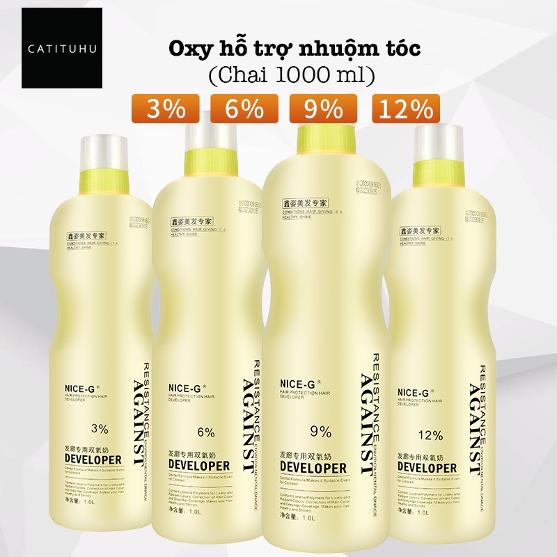 Oxy trợ nhuộm 3% 6% 9% 12% mùi hương thơm, lên tông nhanh, không rát da đầu chai 1000ml