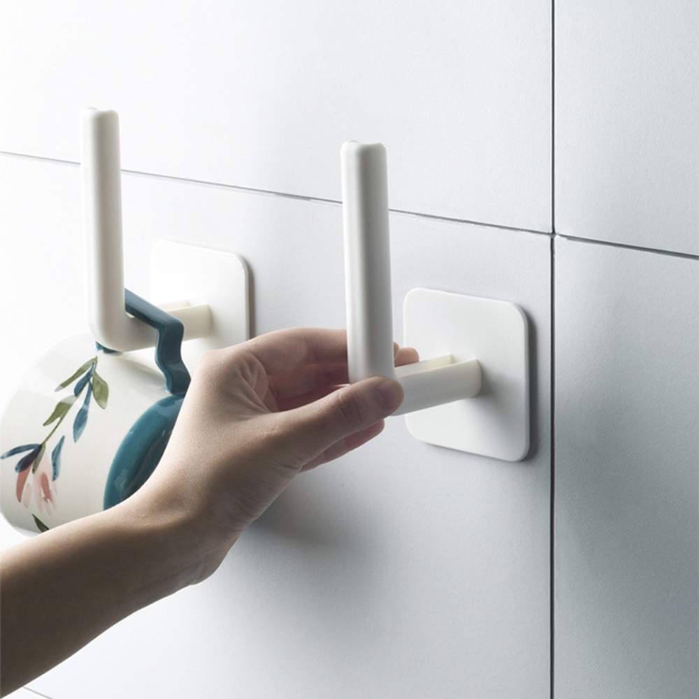 Móc dán tường chữ L treo cuộn giấy đa năng treo cốc và nắp nồi đồ dùng nhà bếp nhà tắm tiện lợi