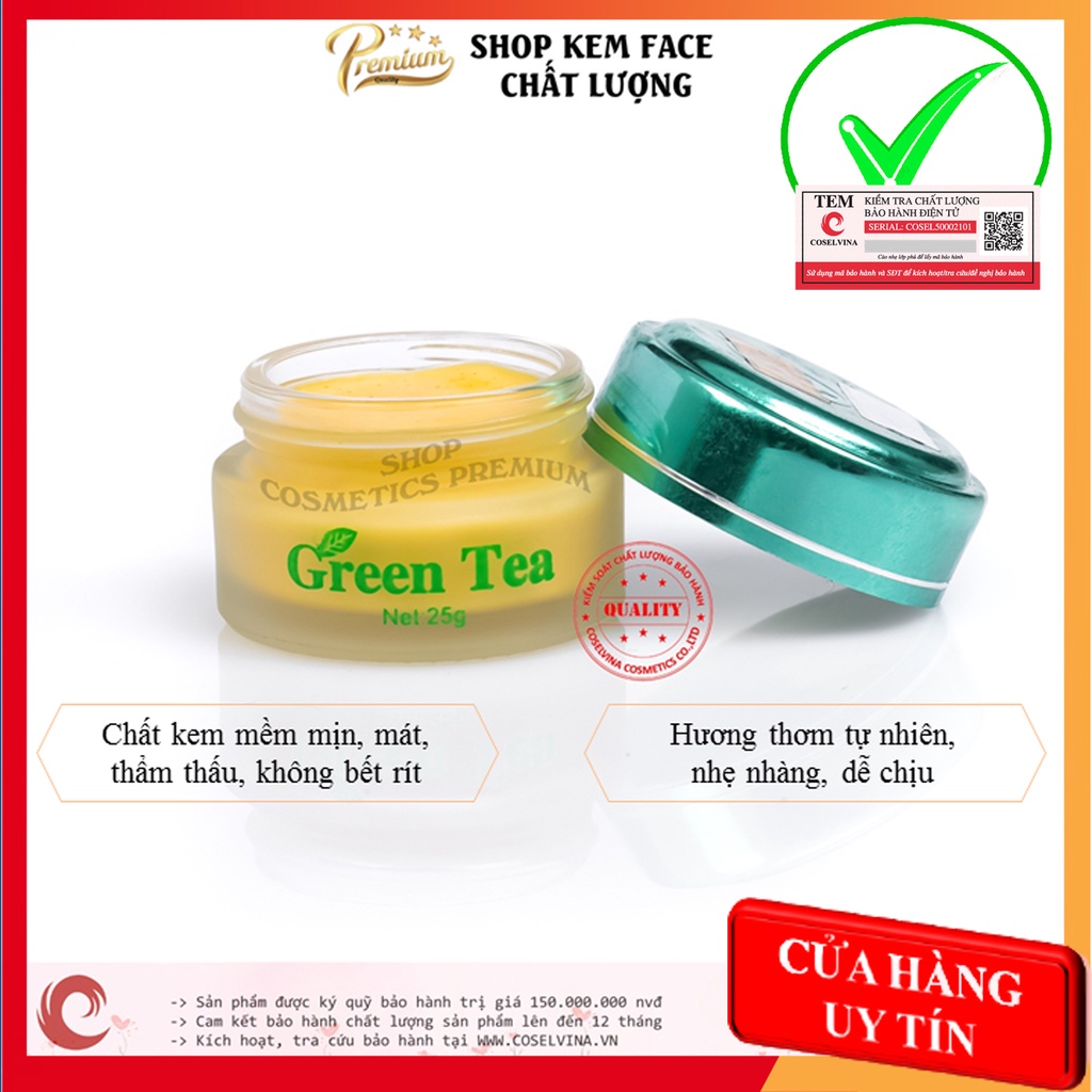Kem xóa nám trà xanh 25g trắng da, loại bỏ nám, tàn nhang