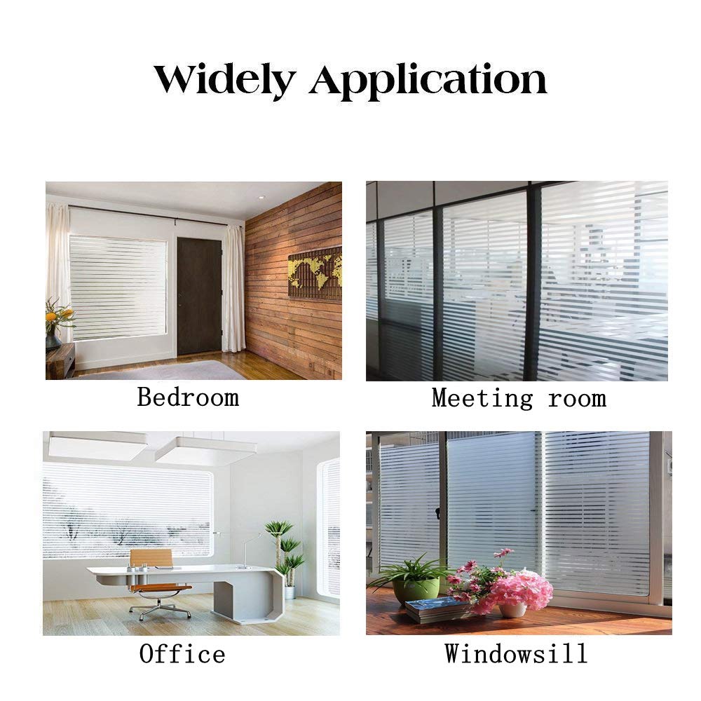 Miếng Dán Cửa Kính Mờ Họa Tiết Kẻ Sọc Cách Nhiệt Chống Tia UV Tiện Dụng DIY