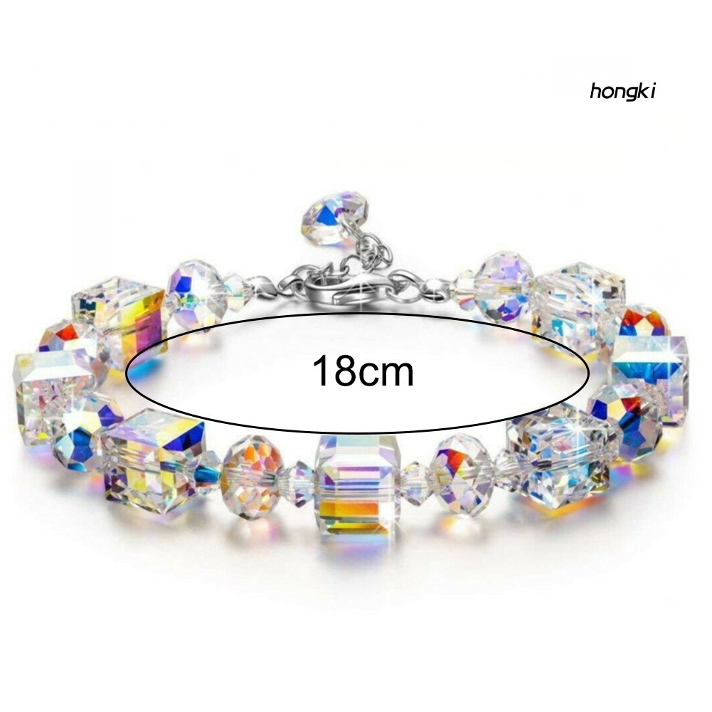 Vòng đeo tay chuỗi hạt thạch anh nhân tạo trong suốt điều chỉnh được thời trang dành cho nữ