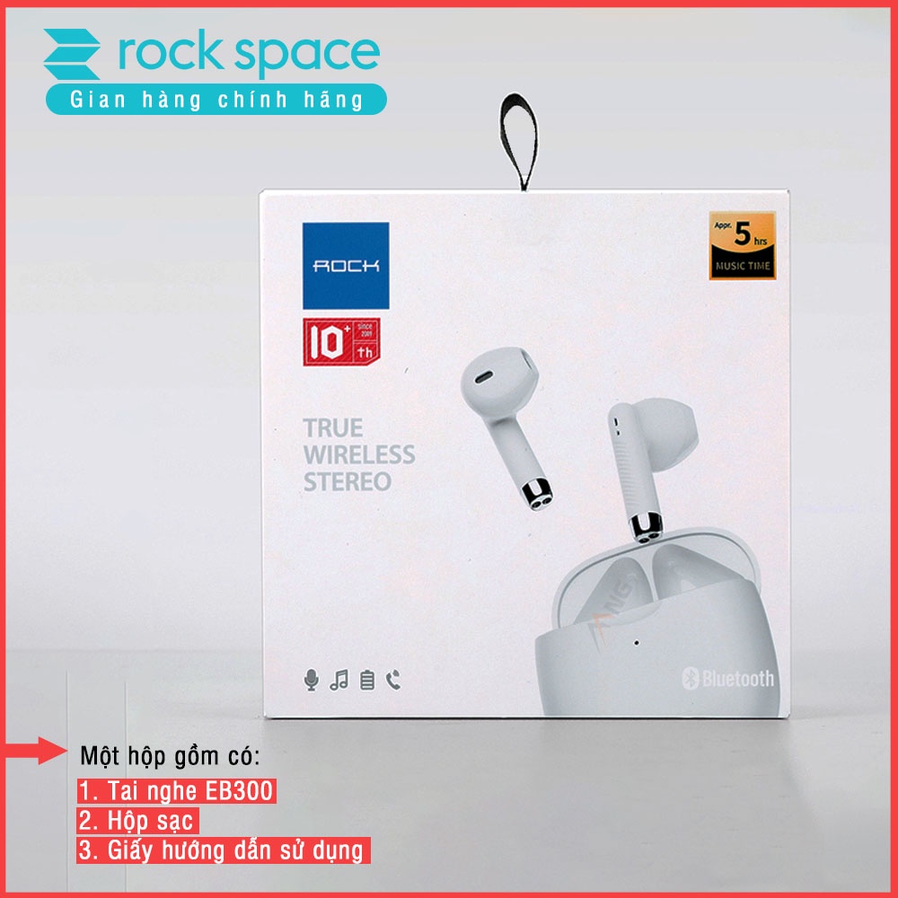 Tai nghe bluetooth không dây nhét tai TWS Rockspace EB300 có mic nghe nhạc liên tục 15h hàng chính hãng bảo hành 12 thán