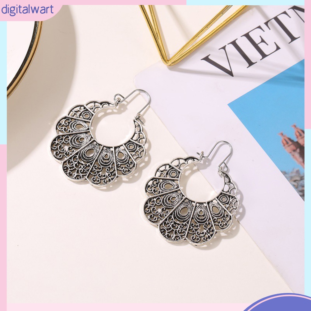 Bông Tai Hình Tròn Thiết Kế Đục Lỗ Phong Cách Vintage Thời Trang Cho Nữ