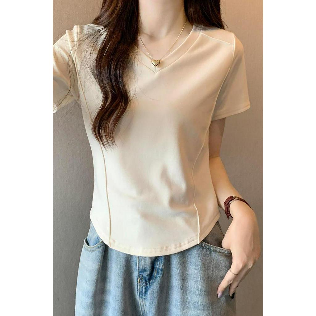 Áo Tay Ngắn Cổ Chữ v Dáng Ôm Thời Trang Mùa Hè 62308