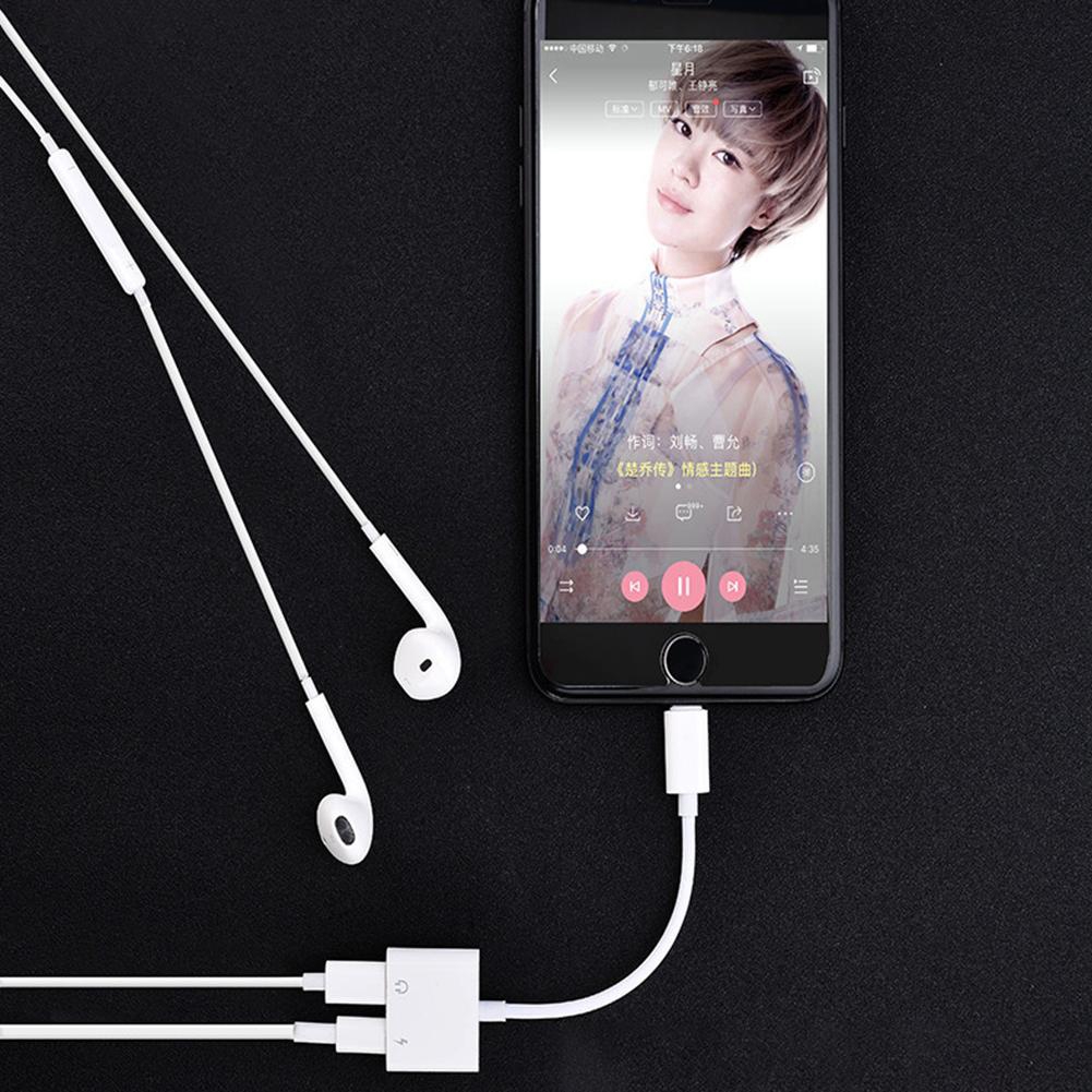 Bộ chuyển đổi Lightning 2in1 Jack cắm tai nghe Splitter cáp 3,5 mm cho iPhone X 8 7 Plus