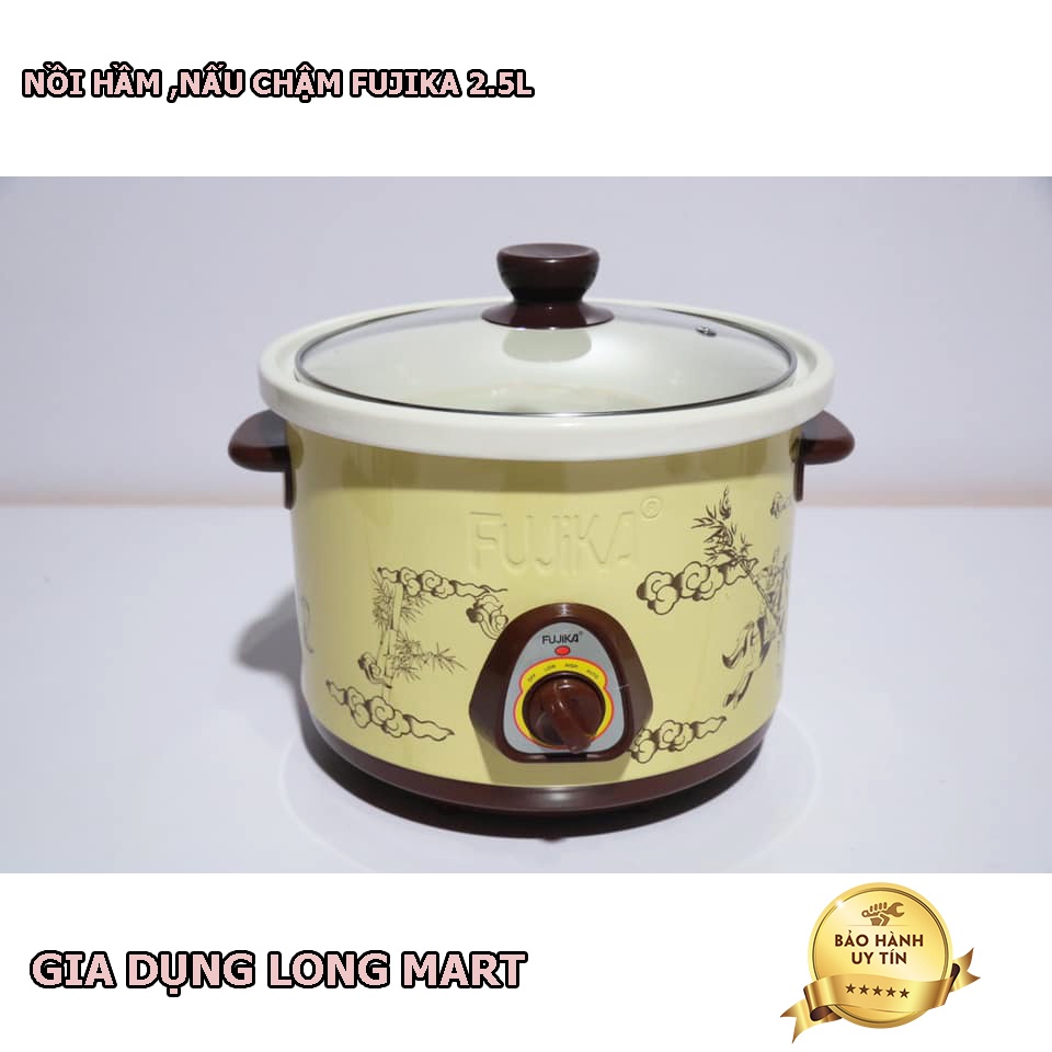 Nồi Kho Cá, Nấu Cháo Chậm Đa Năng Fujika 2,5L Hàng Chính Hãng Bảo Hành 12 Tháng