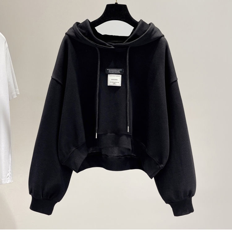 Áo Hoodie Lửng Tay Dài Dáng Rộng Có Dây Rút Thời Trang Thu Đông Phong Cách Mới