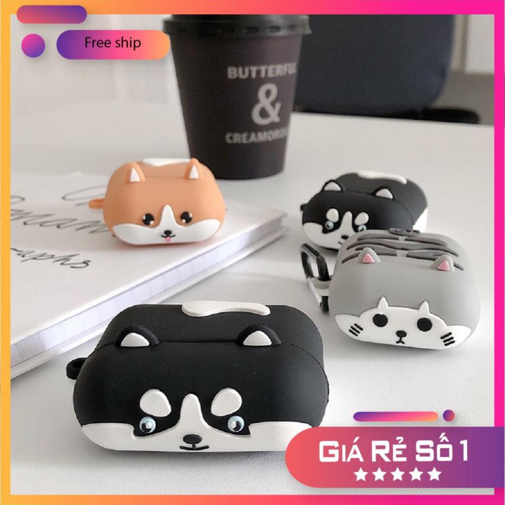 Airpods Case ⚡Freeship ⚡ CUTE HUSKY Case Tai Nghe Không Dây Airpods 1/ 2/ i12/ Pro- Châts Case Store