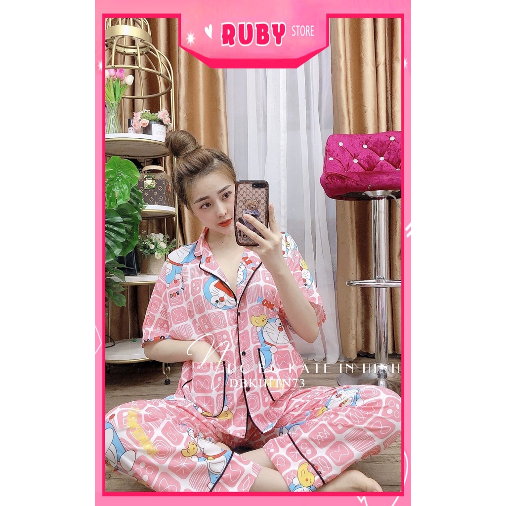 Đồ bộ phom to cho nữ mặc nhà chất kate mềm mịn in hình doremon hoạt hình dễ thương DBKIHTN73