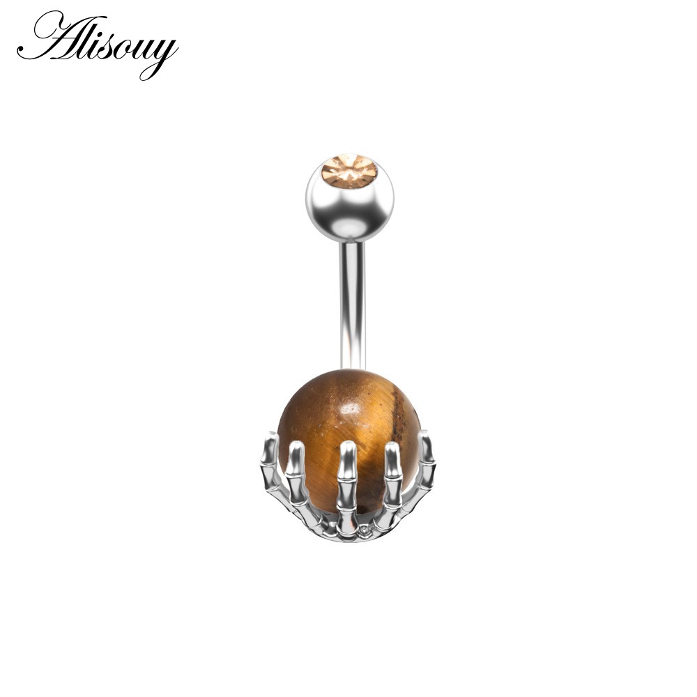 Alisouy 1 Khuyên Rốn 14g Bằng Thép Đính Đá zircon Hình Móng Vuốt Cho Nữ