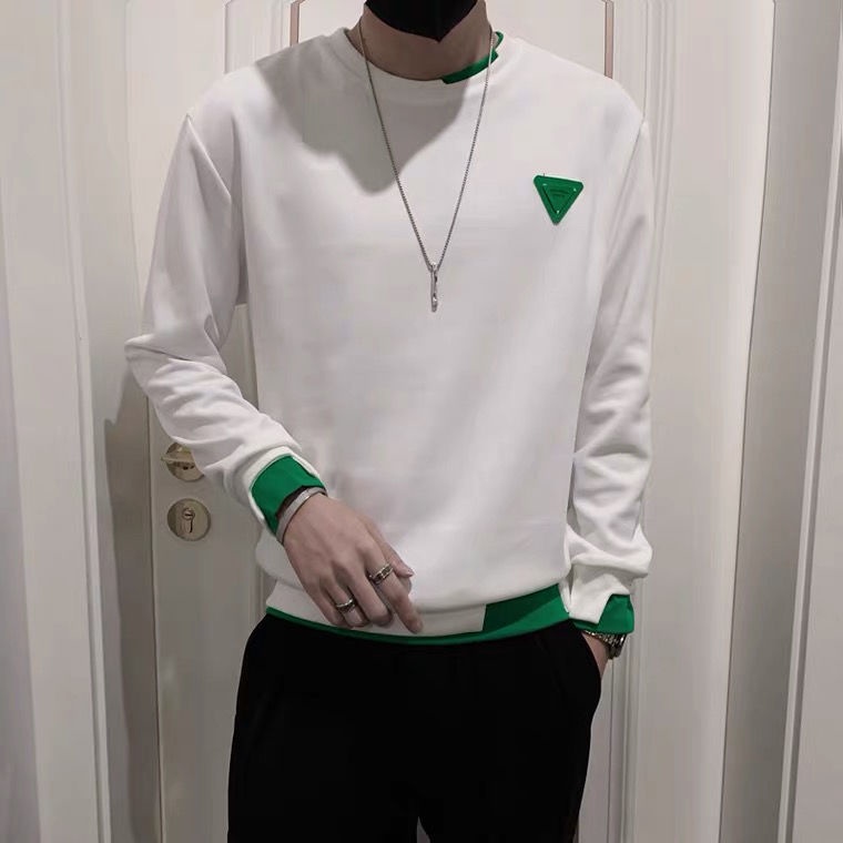 Áo Sweater Cổ Tròn Dáng Rộng Giả Hai Lớp Màu Sắc Tương Phản Thời Trang Cho Nam Giới