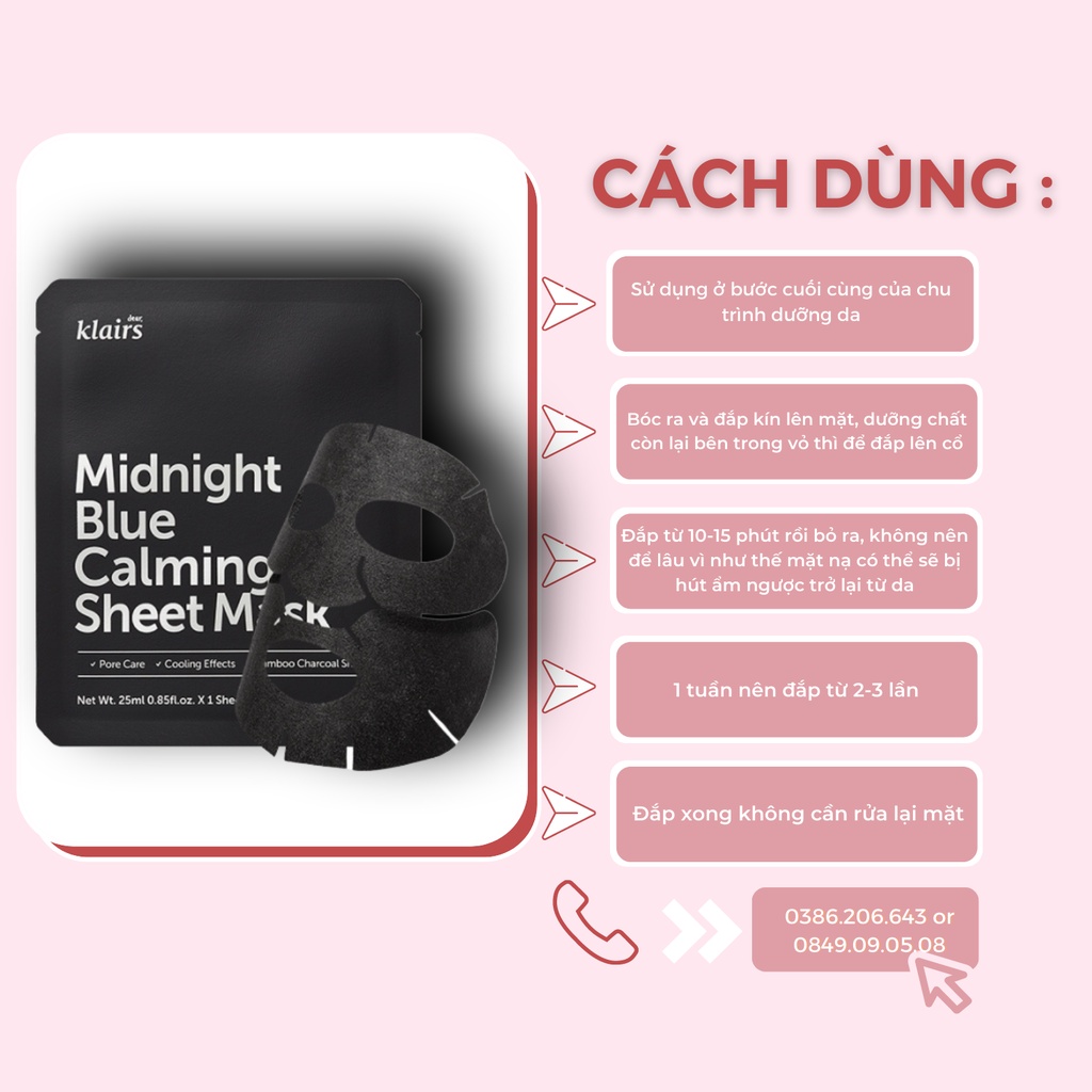 Mặt Nạ Làm Dịu Da Dear Klairs Midnight Blue Calming Sheet Mask 25ml MN1032