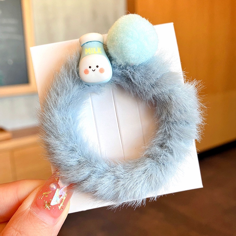 【kifli】Dây buộc tóc cao su vải lông nhung màu kẹo ngọt phong cách Hàn Quốc dễ thương