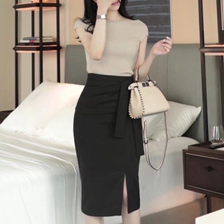Chân Váy bút chì/chân váy công sở sẻ trước ba kiểu tùy chọn chất vải co dãn dáng ôm mềm mại dễ thương