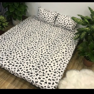 BỘ gra giường 5 món ẢNH THẬT mẫu beo đen m6.2m