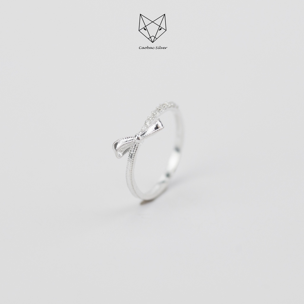 Nhẫn nữ bạc ta CaoBac Silver sợi đan nơ nhẹ nhàng đính đá tinh tế dành riêng cho bạn gái