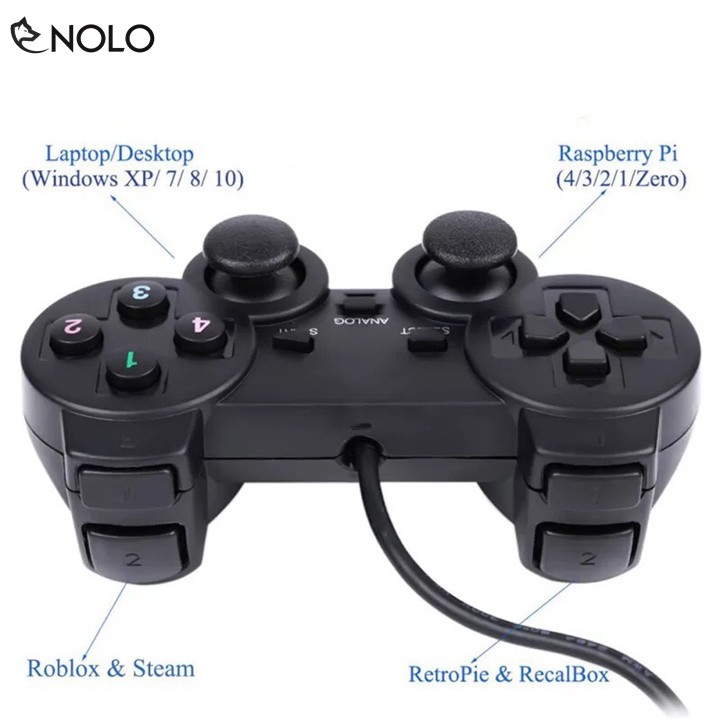 Tay Game Gamepad Đơn Có Rung Model EW2008 Hỗ Trợ Windows 10 Kết Nối Qua Cổng USB