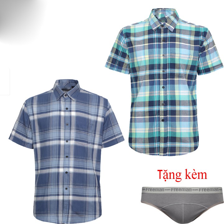 Combo 2 áo sơ mi nam sọc caro cao cấp Gabo Fashion tặng quần lót nam SMIQL4