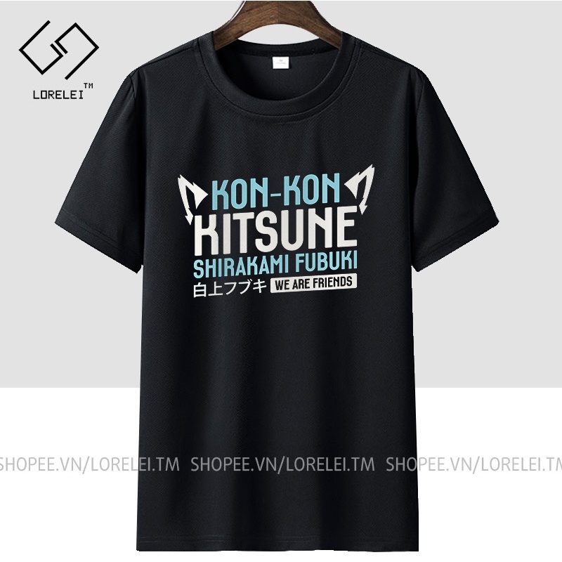 Áo thun Hololive Shirakami Fubuki (Black) ngắn tay