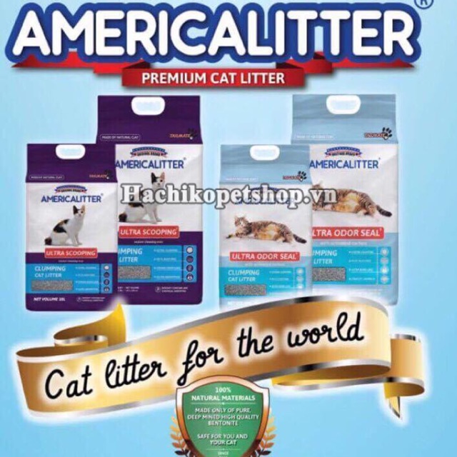 Cát vệ sinh cho mèo America Litter 10l